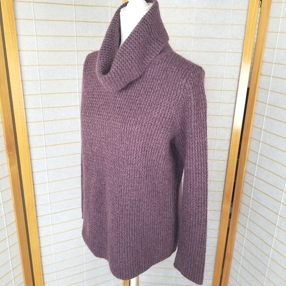 Mohair Blend Cowl Neck Sweater Size Medium Purple Textured - Picture 1 of 6